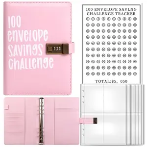 100 Grid Password Lock Envelope Savings Book, Savings Challenge Planner, Easy Budget Design, Fun and Effective Saving, 25 Pieces, 4 Inner Pages + 1 Number Page