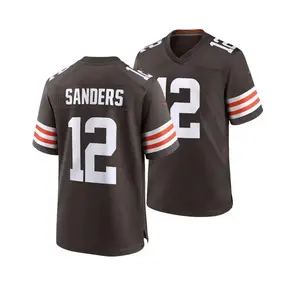 SANDERS#12 Brown New Football Jersey Shirt, America Football Jersey, Sport Clothing, Football Uniform, Jersey For Football