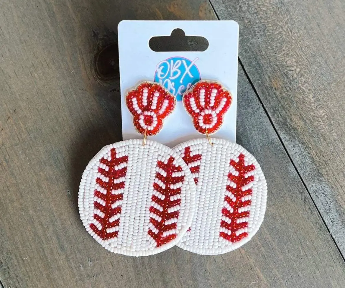 Beaded Baseball Earrings