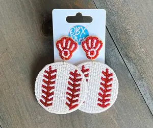 Beaded Baseball Earrings
