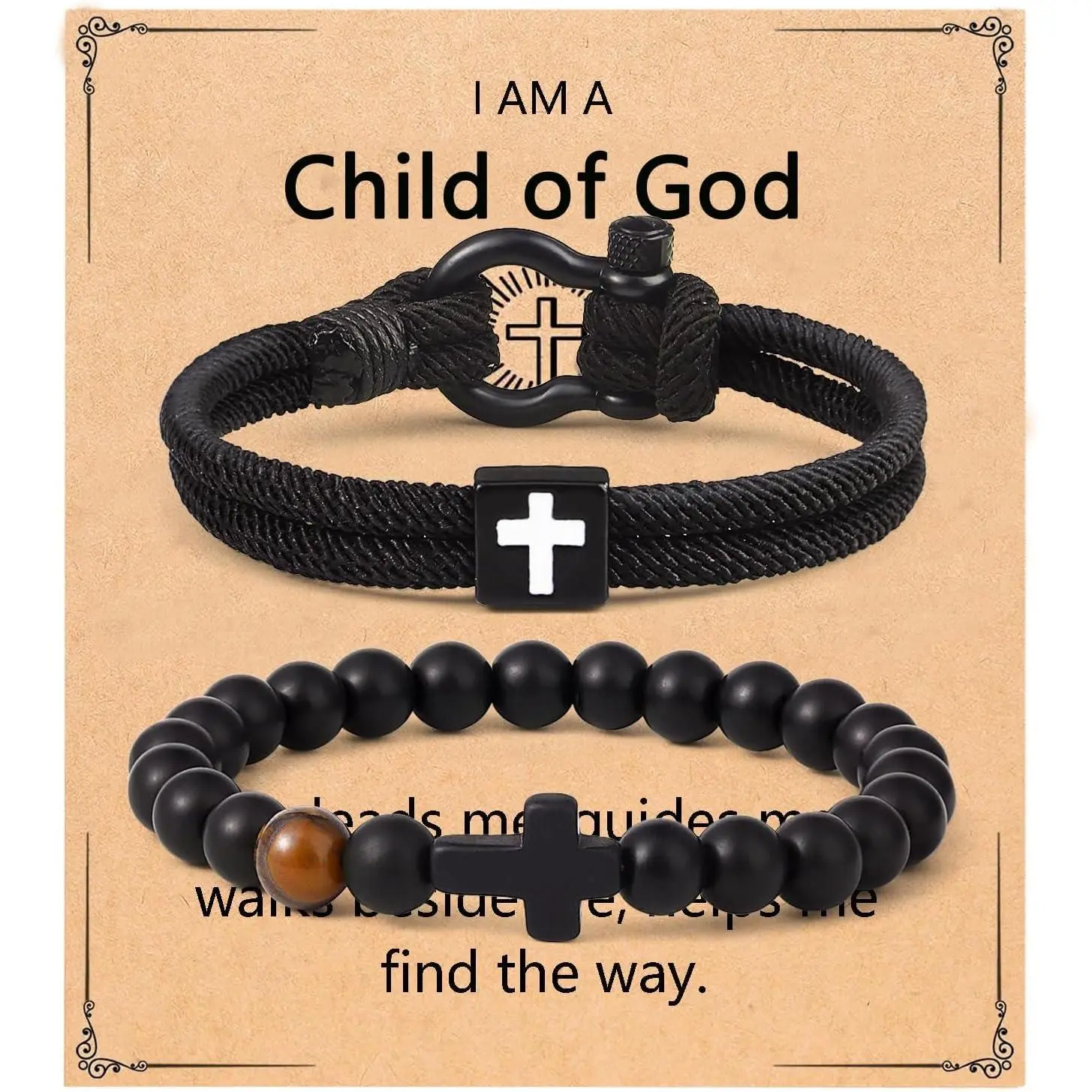 Christian Cross Bracelet - Inspirational Faith-Based Jesus Jewelry, Men's Accessories, Thoughtful Gift for Dad, Easter Basket Stuffer