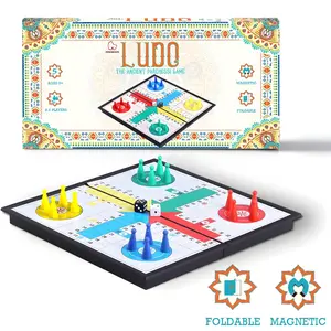 Magnetic Ludo Traditional Board Game 9.7 x 9.7 in Travel Size – Classic Family Strategy Game with Folding Magnetic Pieces, Portable Tabletop Fun for Kids & Adults, Brain Teaser Educational Toy, Indoor Outdoor Road Trip Game Night Gift for Boys Girls