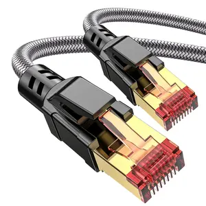 8 Ethernet  15 ft, 40Gbps 2000Mhz High Speed Gigabit LAN Internet Cables,RJ45 Patch Cord Braided Round S/FTP Network ,for  ,Office,Gaming,Modem, Router