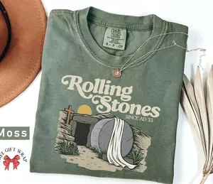 Comfort Colors Rolling Stones T-Shirt, Easter Clothes, Jesus Apparel, Catholic Shirt For Kids, Gift For Christian Woman, Faith-Based Tee, Vintage Fall Christian Sweatshirt for Men & Women, Cozy Unisex Gildan Sweater Gift I8V