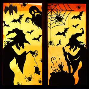 Large Halloween Window Clings Decorations - Silhouette Decorations With Scary  Stickers for Windows