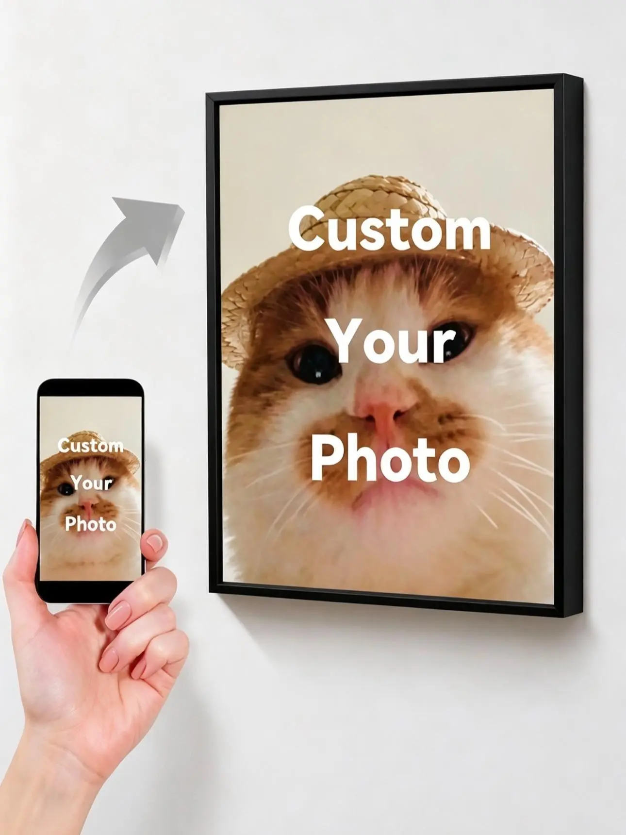 Personalized Custom Wood Canvas Framed Photo - HD Digital Print Wall Art, Ready-to-Hang Photo Display, Bedroom/Living Room Decor, Unique Memorial Gift for Family