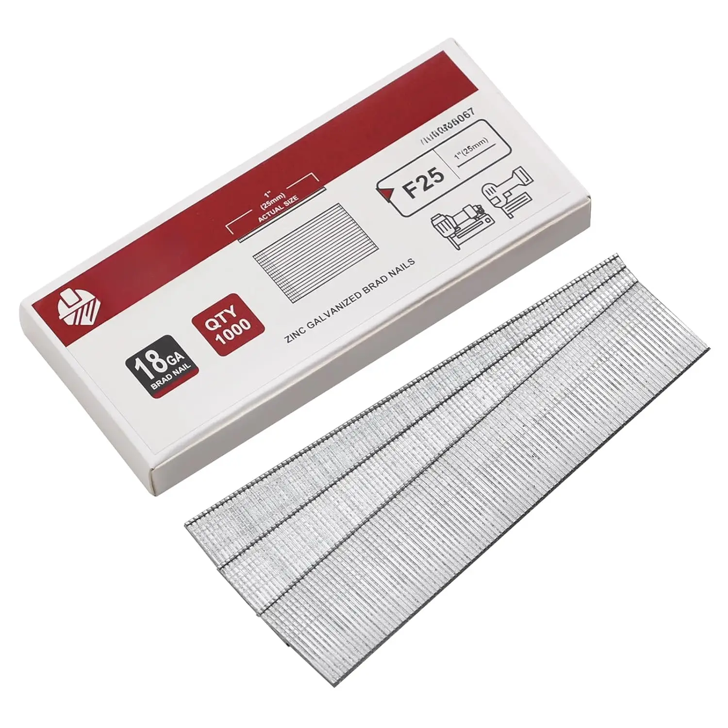 18 Gauge Brad Nails, 1000 Counts 1-inch 18 GA Brad Nails, Galvanized Nails for  , Finishing   Nails for Pneumatic, Electric Brad Nailer