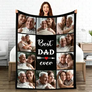 BARLEY ONE Click “Shop Chat”, Send Photos, Custom Fathers Blankets, These Personalized Photo Fathers Blankets are Made of Soft Wool and Lambskin, Perfect for Weddings, Father's Day, Valentine's Day, Birthday Gift, Mother's Day Gift