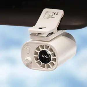 Car clip-on fan with LED display - 360° rotation, 100 adjustable fan speeds, rechargeable personal cooling fan with independent switch and adjustable air outlet, creating a personalized and comfortable experience.
