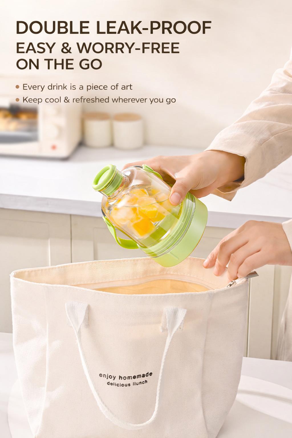 2-in-1 Ice Bottle with Built-in Cube Tray  No-Touch Ice Release Portable, Leak-Proof & Reusable,Portable Ice Water Bottle  Perfect for Gym, Travel & Outdoor  No-Touch Ice Tray Design