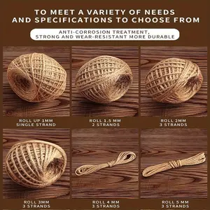 Jute Rope (1 Roll), Handmade Rope, DIY Decorative Rope, Handmade Braided Rope, Suitable for DIY Craft, Home Decor, Garden Decor, Handmade Crafts