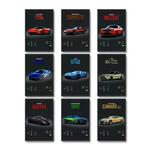 9pcs/set Unframed Canvas Painting Posters And Prints Wall Art Picture Classics Luxury Sports Car RS3 MR2 Minimalist Garage Picture For Room Decor