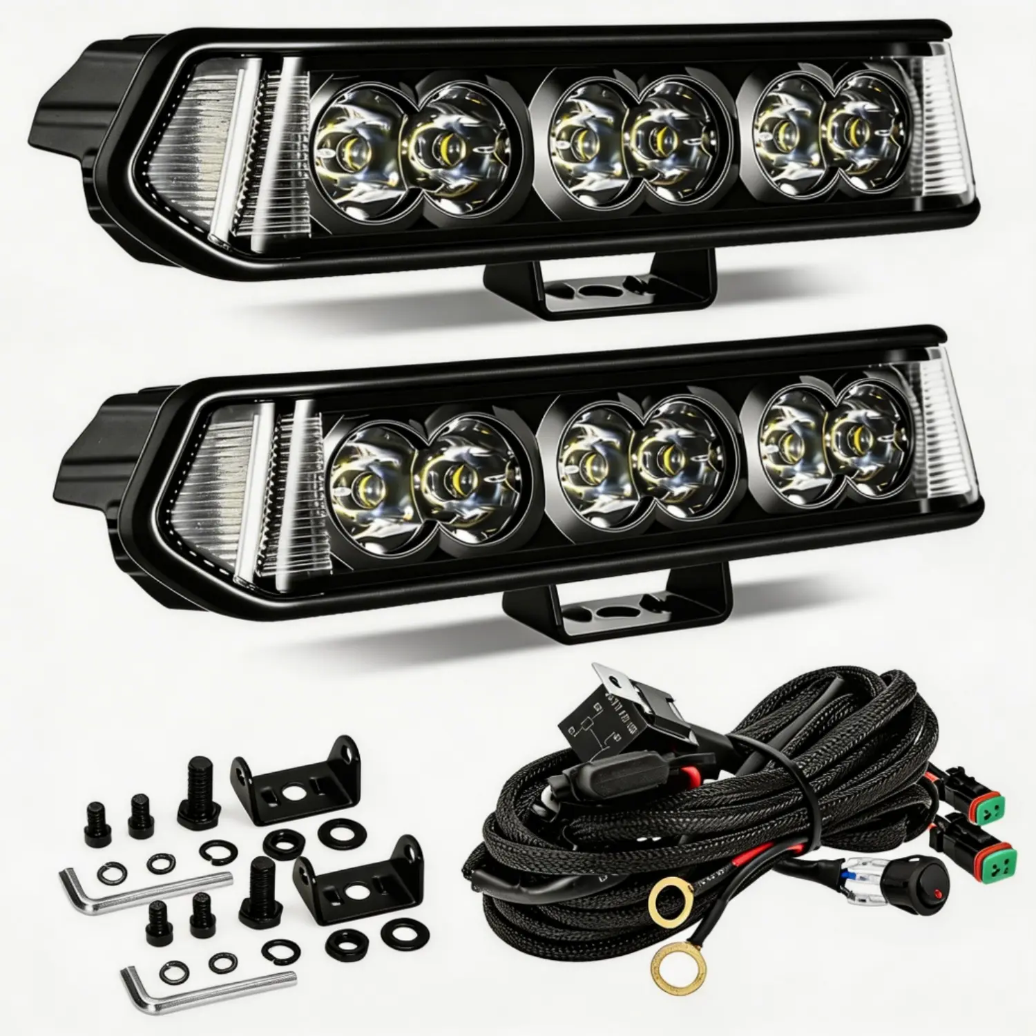 Side Shooter LED Pods 7inch LED Light Bar 2PCS 156W 15,600LM Spot Flood Combo LED Light Bar w/DT Wiring Kit Offroad Fog/Driving Lights LED Pods for Truck SUV Bike UTV ATV Boat Lightbar Led Backlights, Led Work Light