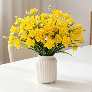 5/8 Pcs Yellow Artificial Daffodils with Touch Fake Flowers, Long-Lasting Silk Narcissus for Home, Wedding & Spring Decor, No Water Needed