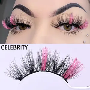 Celebrity Pink Glitter Lashes Eyelashes
