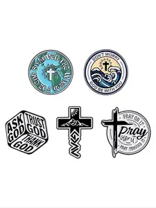 5PCS Religious Enamel Pins Set, Christ Cross Lapel Pin Backpack Badge Fashion Jewelry for Men Women Daily Wear Gift Idea