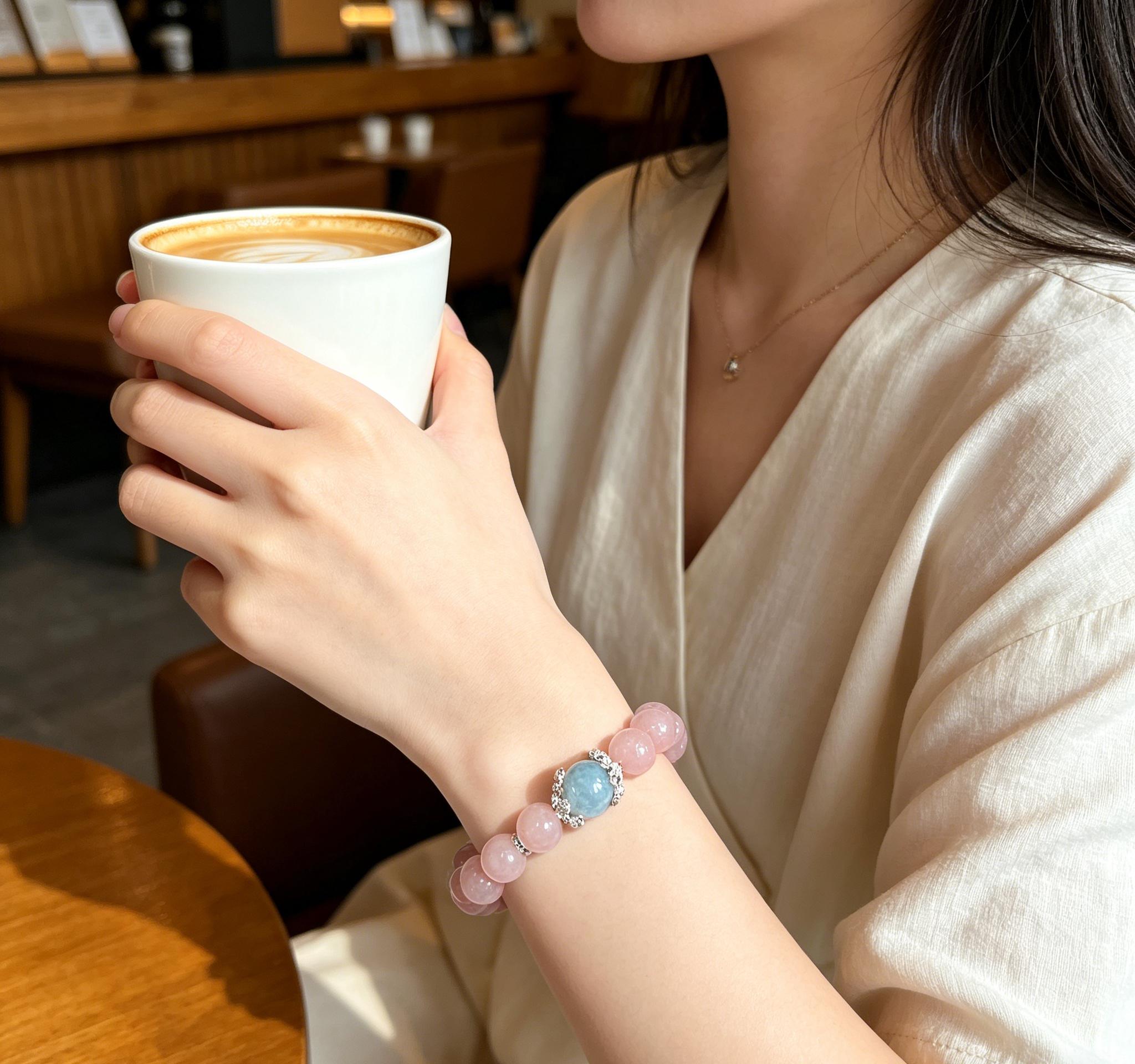 Lavish Rose Quartz Bracelet with Diamond Accents, Handmade Spiritual Healing Jewelry, Elegant Energy Wrist Accessory for Daily Wear, Dinner Party & Special Occasions