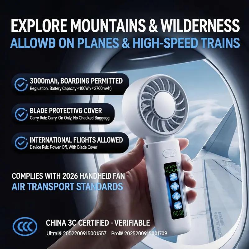 Portable Fan with Cooling Plate 100 Speed Settings Brushless Motor Silent Design 120 Degree Angle Compact Size Ideal for Summer