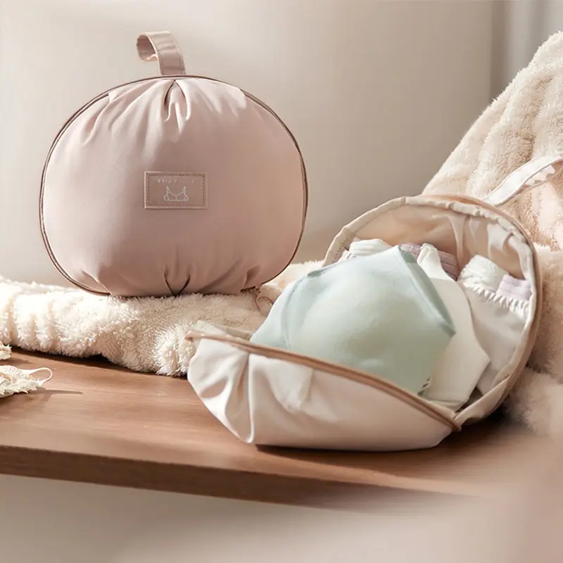 Round Underwear Storage Bag, Lightweight Travel Storage Item, 4 Compartment Design for Intimates, Portable Hanging Storage Bag for Household & Trip, Travel Storage Bag, Sorting Bag, Zipper Storage Bag, Travel Supplies-MM1