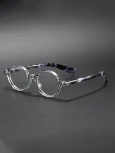 CATERSIDE One Pair With Packaging Minimalist Plain Glasses Retro Ellipse Thick Frame CP Temple Tips TR90 Casual Suitable for Travel, Beach, Driving, Cycling, Music Festivals