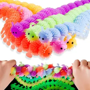 6 Pieces Caterpillar Stretchy Fidget Toy Operation Christmas Bulk Items Luminous Sensory Fidget Toy Stretchy String for Anxiety Relief for Autism ADHD Calming Relaxing,6 Colors