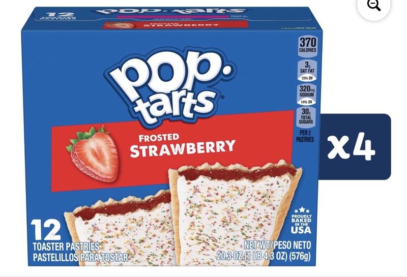 Pop-Tarts Frosted Strawberry Value Pack 48 Toaster Pastries 370 Calories Each