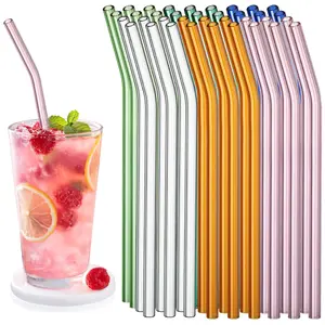 36 Pcs Reusable Glass Straws with 12 Cleaning Brushes