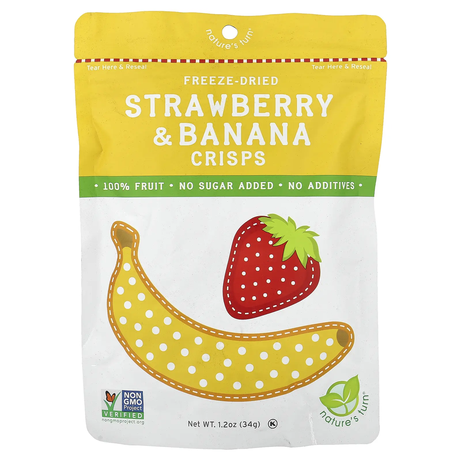 Nature's Turn Freeze-Dried Strawberry & Banana Crisps, 1.2 oz (34 g)