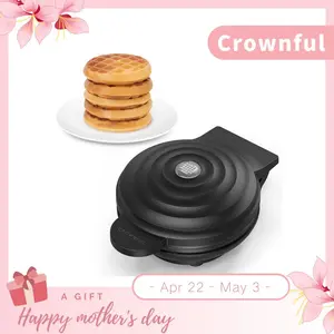 CROWNFUL 4 Inch Mini Waffle Maker Non-Stick Compact Chaffle Maker with Easy Clean Design and Recipe Guide Ideal for Breakfast Desserts Sandwiches and Snacks