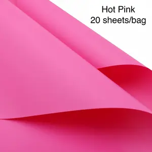 (Red&HotPink)Korean Style Solid-Color Flower Bouquets Wrapping Paper Waterproof Matte for Gift Packing (23"x 23") 20 sheets Plastic floral wrappingpaper