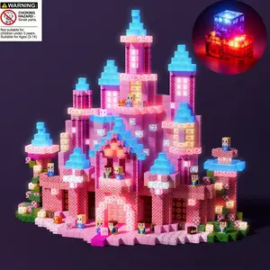 Magnetic Building Blocks, Magnetic Tile Set, Creative Play, Pink Princess Castle with LED Lights, Light Up Magnet Cubes, STEM Montessori Children Sensory Toys, 3+ Years Boys Girls, Safe Creativity Kids Toys for Christmas Birthday Gift