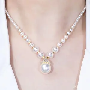 Unique Design French Elegant Atmosphere Queen Zircon Pearl Necklace 2026  New Versatile Collarbone Chain