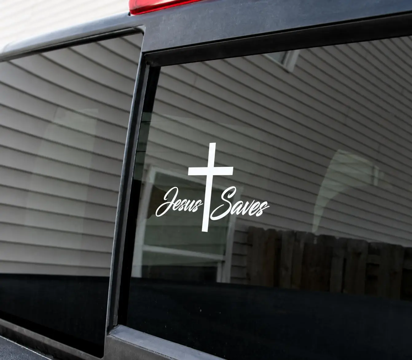 Jesus Saves Decal for Truck and Car Windows, Christian Vinyl Sticker, Religious Faith Decal, Waterproof Outdoor Window Sticker, Christian Gift Idea