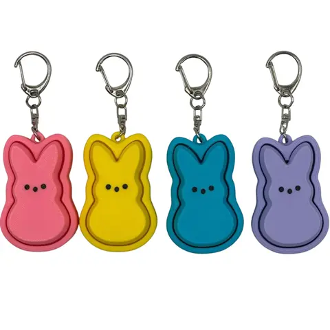 Marshmallow Peeps Bunny Fidget Clicker 4 color options: keychain accessory, Easter, Spring, stress relief, cute must have Party Favor