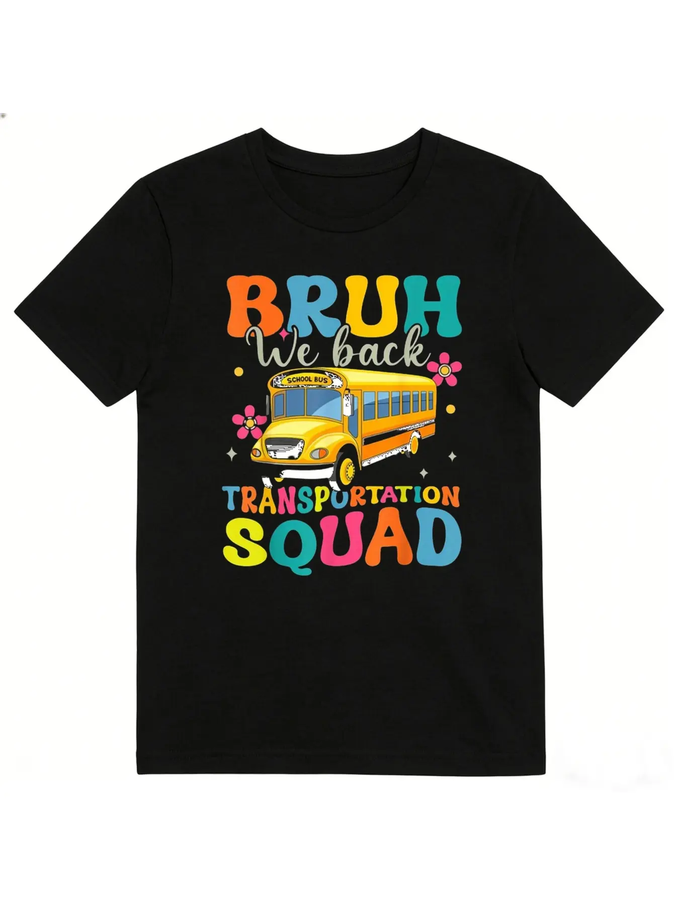 Bruh We Back Transportation Squad Graphic T Shirt, unisex soft cotton short sleeve t shirt, vintage graphic casual tee for men women teens, perfect birthday holiday gift for camping travel gym daily street  wear