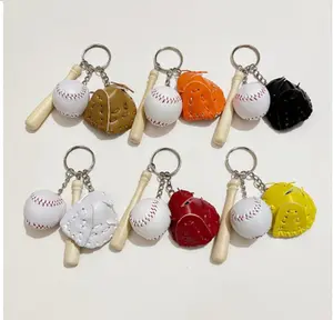 Product name Creative Baseball Keychain Sports Bag Charms Baseball Glove Wooden Bat 3 Piece Keychain Ball Keychain Small Gift Baseball Sports Charms Everyday Keychain Bag Charms