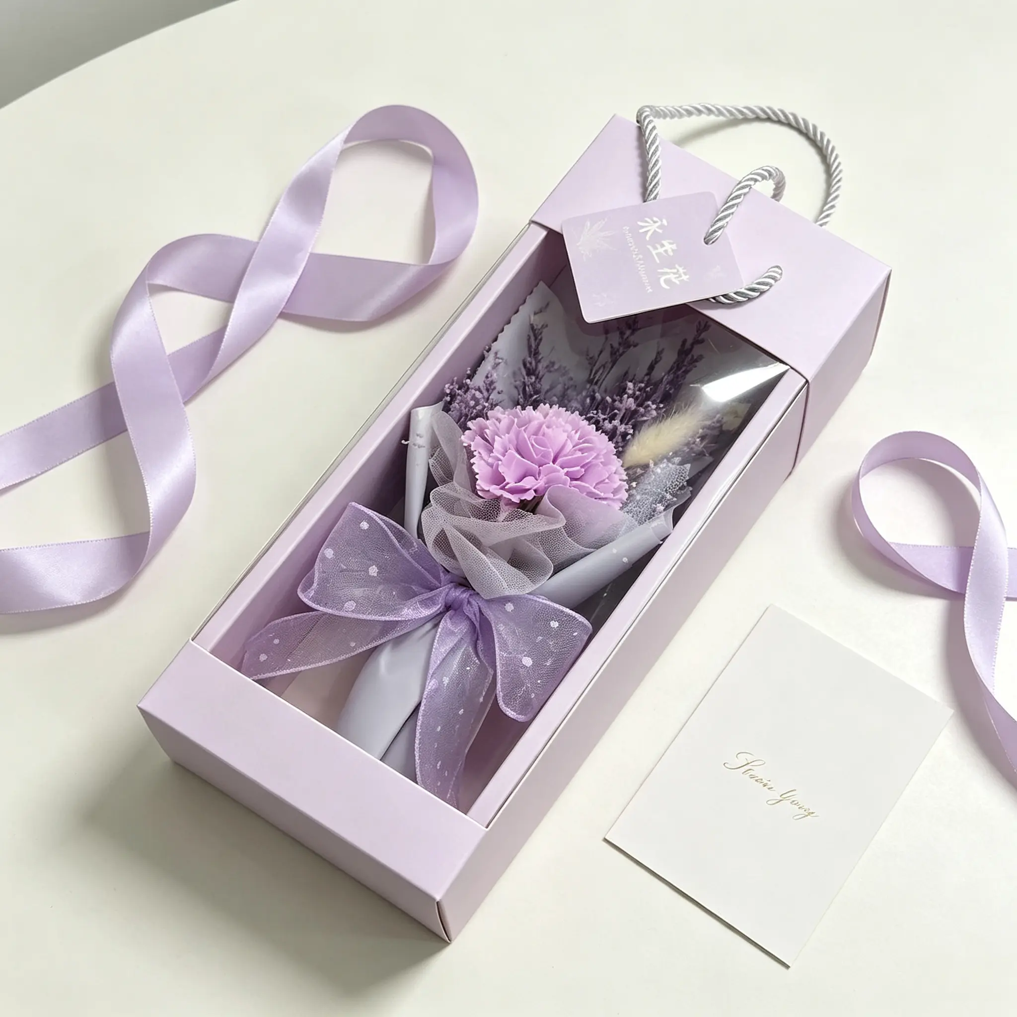 Soap Flower Carnation Gift Box, Scented Artificial Rose Soap Bouquet with Portable Gift Bag, Eternal Flower Gift for Mom on Mother's Day, Birthday, or Anniversary