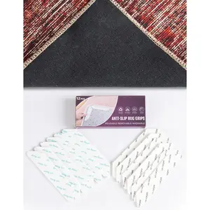 - 12 count Rugs Tape, Non Slip Rug Pad,  Washable Grippers for Rugs, Double Sided Anti Slip Rug Stoppers for Hardwood Floors to  Sliding
