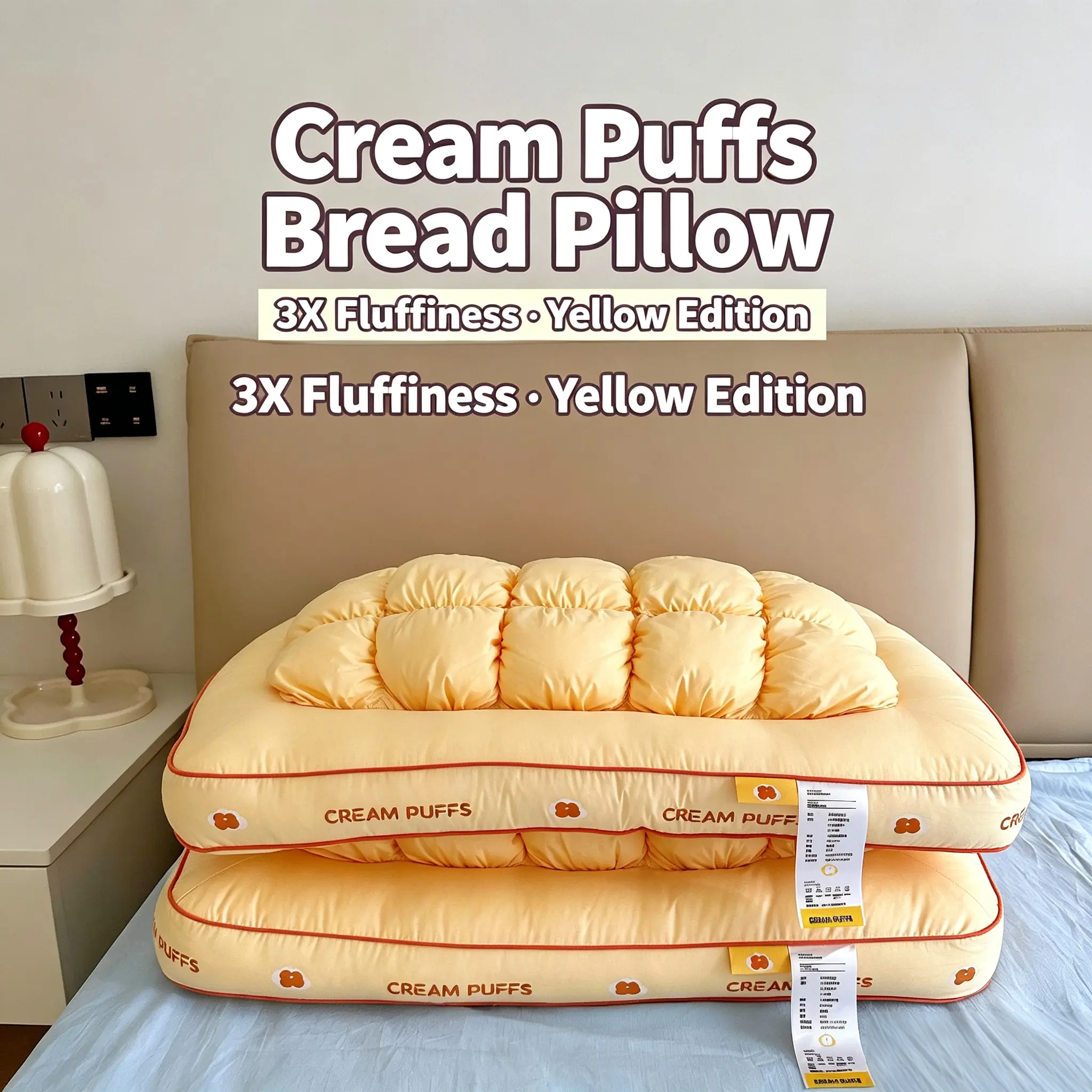 Super Soft Bubble Bread Pillow Core for Adults, Cute Skin‑Friendly Sleeping Pillow, Machine Washable Fluffy Bed Pillow for Bedroom Home Use