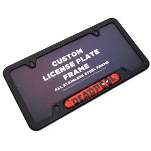 Black / Chrome Front or Rear Stainless Steel License Plate Frame Protect Cover Universal Fit Decorate Accessories Gifts