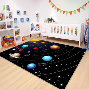 Cartoon Planet Pattern Floor Mat, Non-slip Soft Area Rug, Rectangle Home Decorative Carpet for Living Room Bedroom Nursery, Home Decor