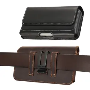 Cell Phone Genuine Leather Holster Magnet Pouch Belt Clip Man Waist Bag Carrying Perfect For Outdoor Daily Use