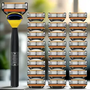 Classic Manual Safety Razor, 6 Layer Stainless Steel Blades, Replaceable Blades, Non-Slip Design, Suitable for Men and Women, Daily Shaving and Hair Removal