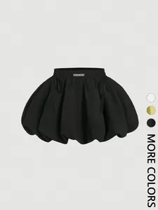 Black Bowknot Trim Floral Bubble Hem Skirt,Lined Pants, Low Waist,Date Night Outfits Women,Going Out Outfits,Bubble Skirt,Sexy Women Outfits,Y2k Skirt