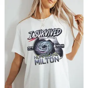 Chemise unisexe survivante de l'ouragan Milton, t-shirt résilience, j'ai survécu à l'ouragan Milton 2024, chemise cadeau survivant, chemise forte Floride