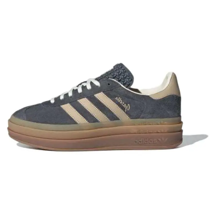 Adidas Women's Gazelle Bold Grey Magic Beige Gum' Durable Non-slip Low Top Skate Shoes IE0428