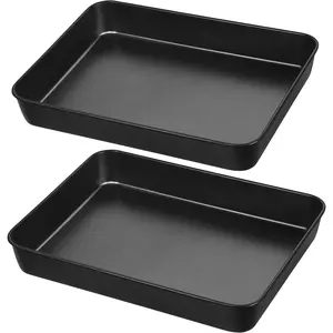 Rectangle Cake Pan Set of 2, 9 X 13 Inch Non-Stick Baking Pan for Oven, Stainless Steel Black Lasagna Brownies Casseroles Cakes Bakeware, Oven Safe