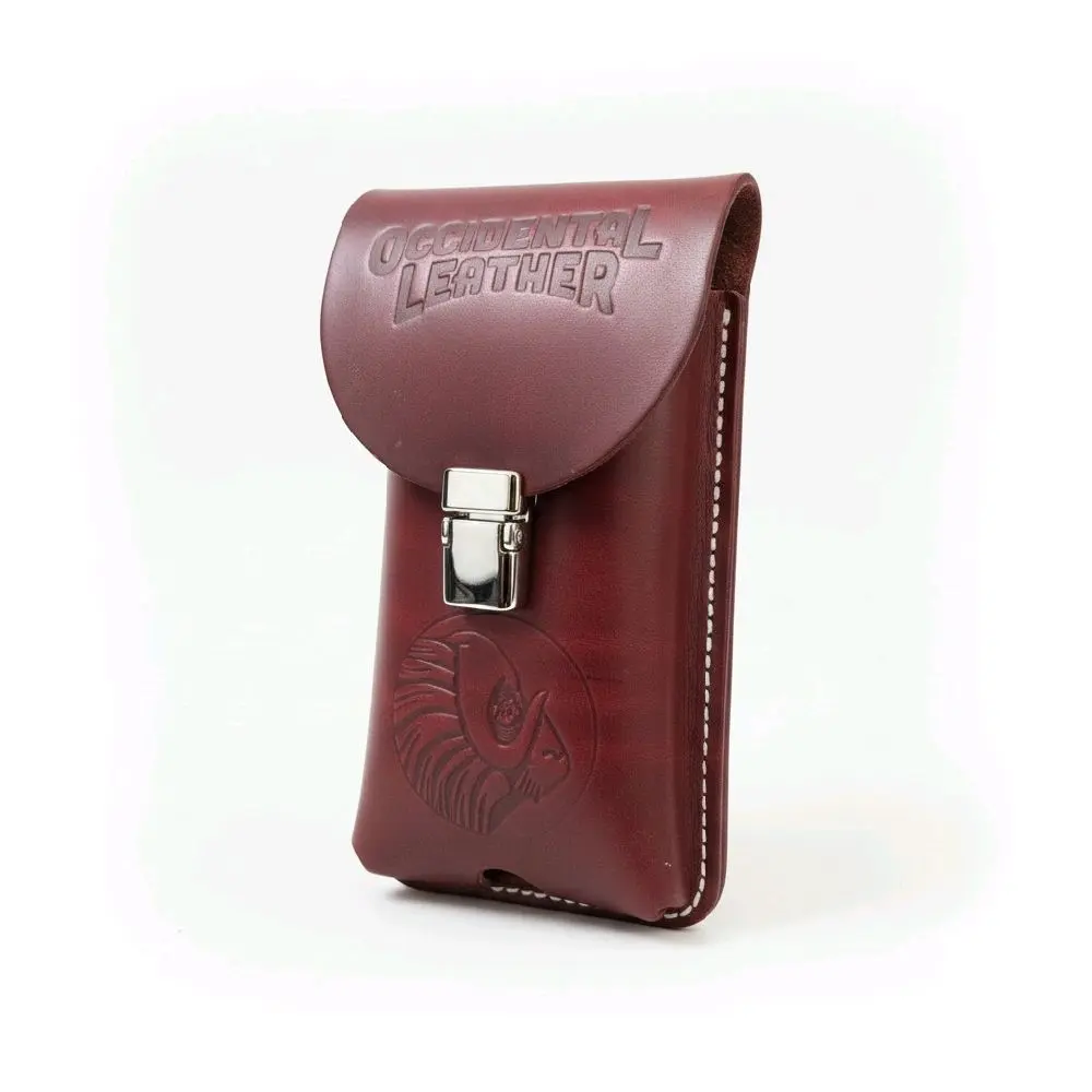 XL Clip-On Leather Smartphone Holster - Steel Tool Organizer Accessory with Protector Cover, Handheld Device Storage for Tools & Hardware