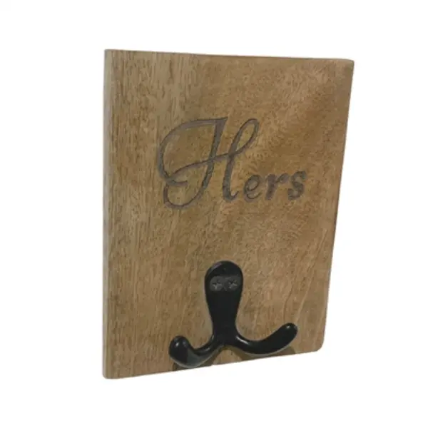 Metrotex Designs 12137 Hers Wall Hook - Natural, Decor-Focused, Farmhouse Rustic Charm Home Storage Hooks for Household Supplies