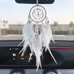 Dream Catcher for Rearview Mirror Accessories, Small White Dream Catchers for  Hanging Ornament for Room Decoration Pendant